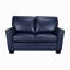 Ensemble de canapé, causeuse et chaise en cuir de qualité supérieure Nadin avec coussins de dossier moelleux de couleur marine-108354183-108493244