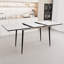 Table de salle à manger extensible de 47 po à 63 po, lueur de marbre blanc, industrielle moderne pour la cuisine et la salle à manger, avec pieds en métal noir conique