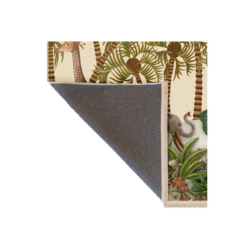 Tapis décoratif moderne à motif éléphant et girafe lavable à la machine, Tapis de couloir 3 pi 3 po x 6 pi 7 po inclus