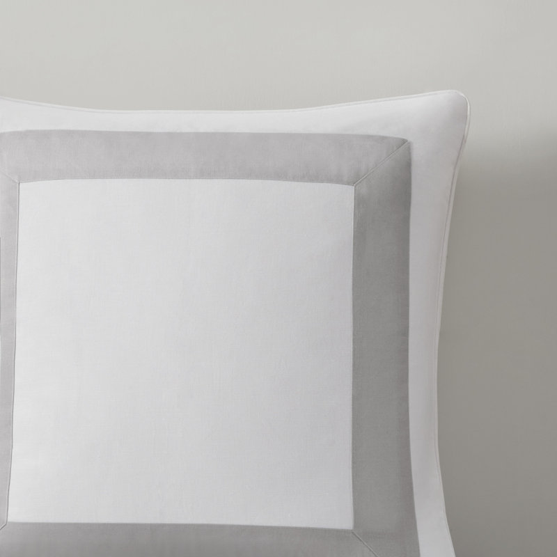 Gray Cotton Euro Sham with Border Embellishment