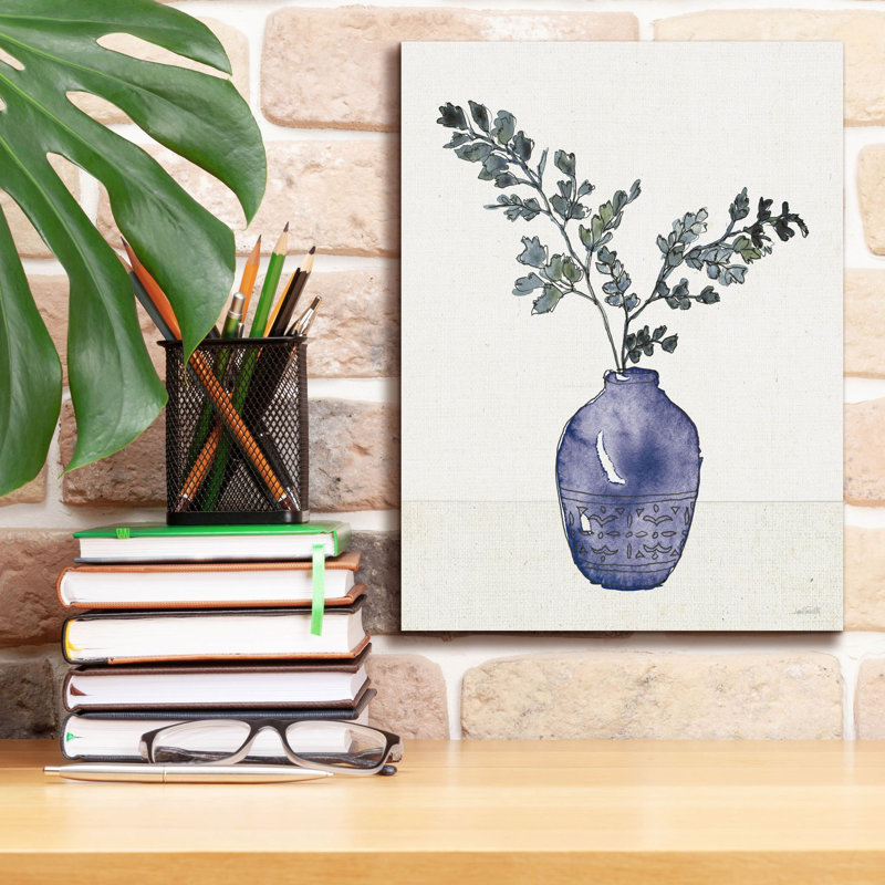 «Fresh Farmhouse 2 Blue» par Anne Tavoletti, art mural sur toile, H 16 po x l 12 po x P 0,75 po