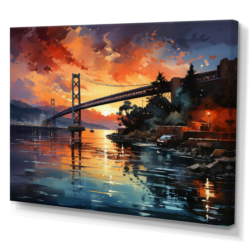 Reproduction d'art sur toile, "Pink Bridge Twilight Passage II", Toile tendue, H 24 po x l 32 po x P 1 po