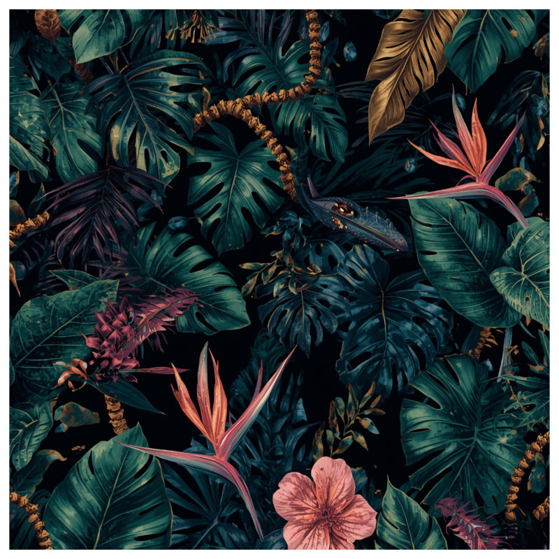 Tapis de bain feuilles de jungle tropicale, L 24 po x L 17 po