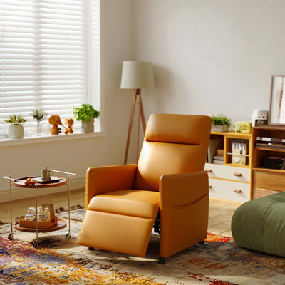 Fauteuil inclinable électrique en cuir brun pour adultes avec fonction d'inclinaison électrique avec repose-pieds et siège rembourré, conception peu encombrante