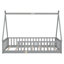 Lit simple en forme de tente, lit tipi avec garde-corps, lattes, gris-238399902