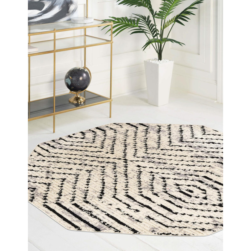 Tharon Geometric Indoor Rug, Octagon 5'3" x 5'3"