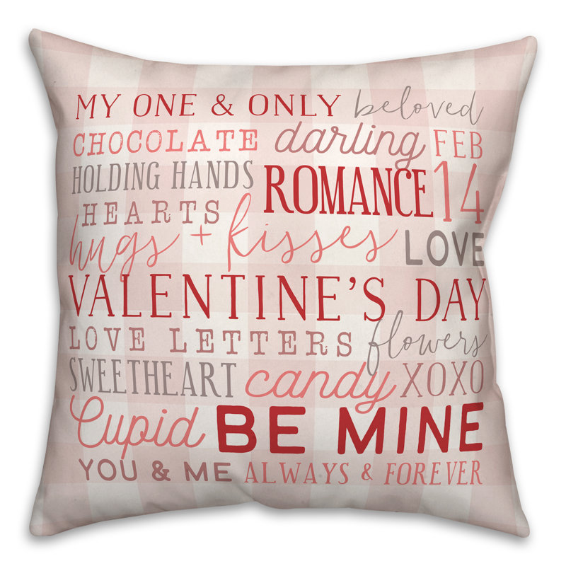 Pink Valentine's Day Plaid Throw Pillow 18" x 18"