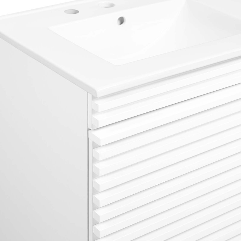 Meuble-lavabo mural 48 po Modway Render, Blanc, Blanc