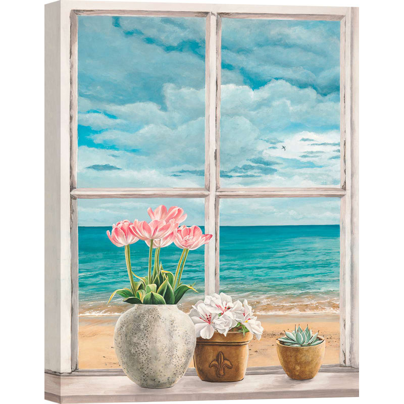 Window With A View To The Sea I by Remy Dellal - Wrapped Canvas Print, 100cm H x 70cm W x 4cm D