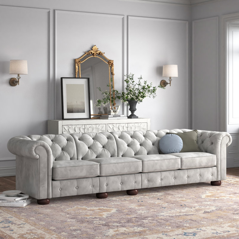 Huskins 117.6'' Velvet Sofa, Gray Velvet
