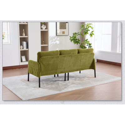 Causeuse surdimensionnée, canapé à deux places moderne et moelleux, canapé rembourré en velours côtelé, canapé de chambre confortable avec pieds en métal et poches latérales, idéal pour le salon, la chambre à coucher, un dortoir, un appartement