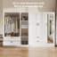 Armoire 5 en 1 avec miroir pleine longueur et 2 tiroirs, armoire de rangement autoportante avec tablettes réglables, armoire en bois blanc moderne-779124935
