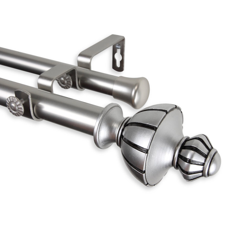 Tringle à rideaux double Mohler, Nickel satiné, l 48 po à 84 po