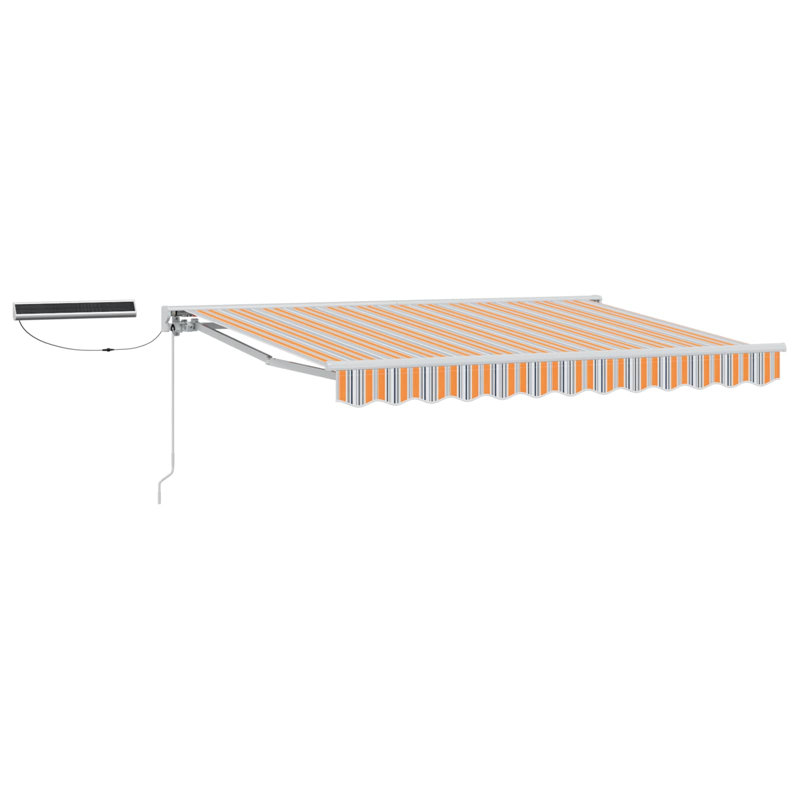 VidaXL Polyester Cover Retractable Patio Awning, 350cm W x 250cm D, Striped, Blue/Orange/White