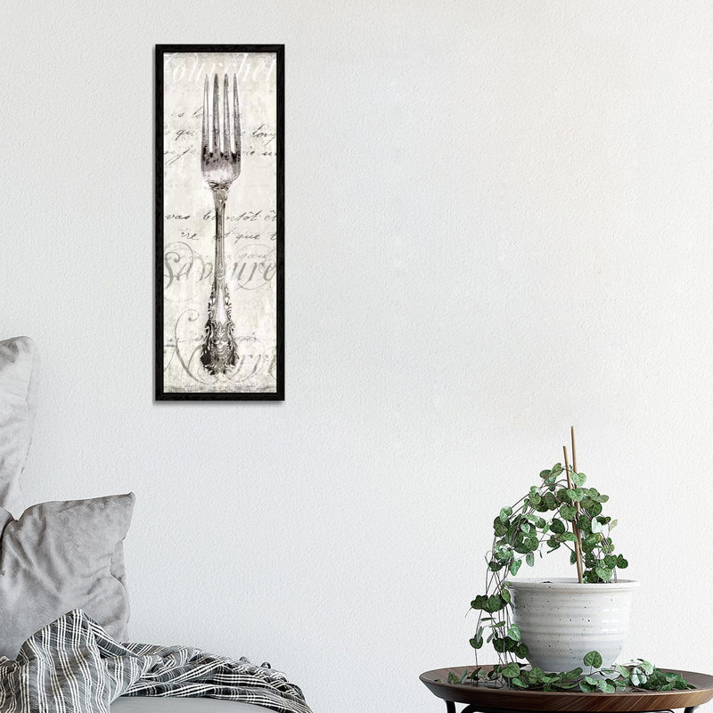 Fourchette 1 Piece Panoramic Wall Art on Canvas, 30.48 cm H x 91.44 cm W, Black Framed