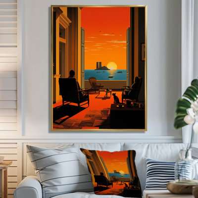 «Window View Sunset Ocean Horizon - Coastal Sunset», art mural