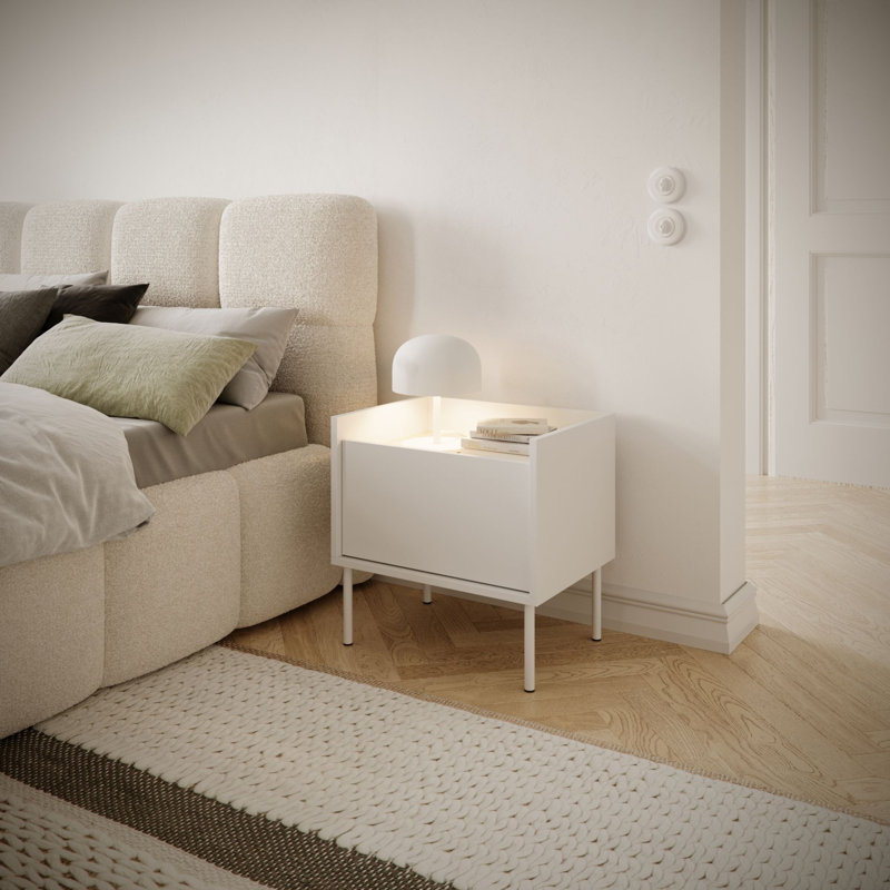 48.2cm W Manufactured Wood Bedside Table, White