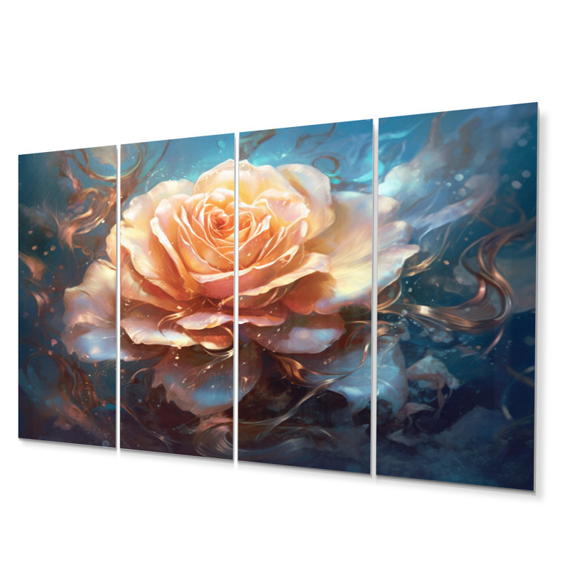 Ensemble de reproductions d'art mural en métal Coral Blue Rose Reveries - Roses