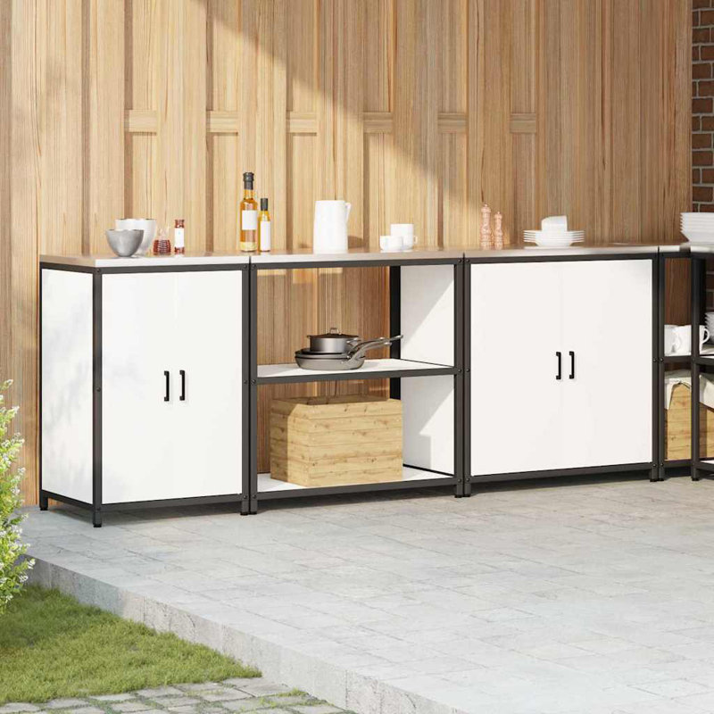  Storage Kitchen Cabinet Set, White