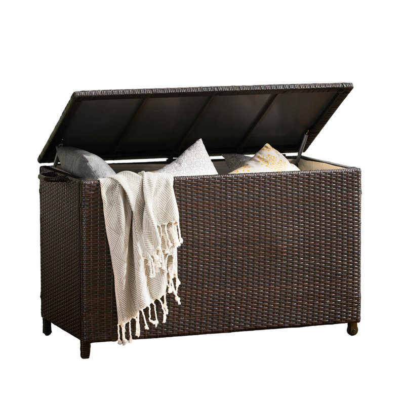 Laki Outdoor Storage Chest, Brown PE Rattan Wicker, Aluminum, 53 Inch