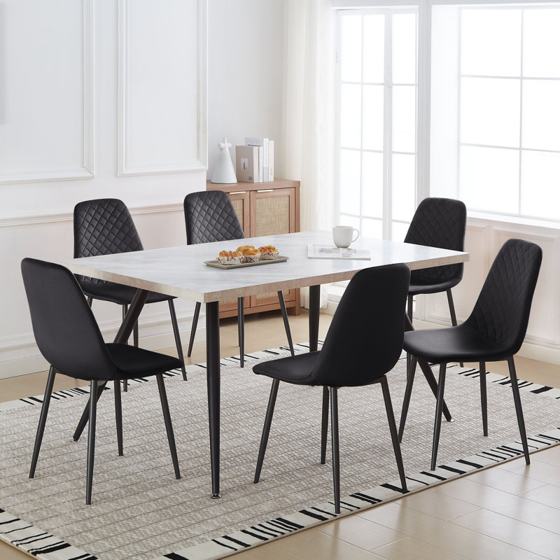 6 - Person Space Saving Dining Set 120cm Table with Armless Chairs, Black