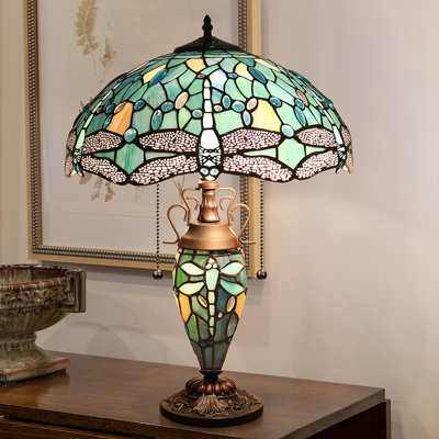  Lampe de table à lumière double 3 lumières SUNNIVA Dragonfly Tiffany