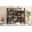 Lit mezzanine double en métal avec bureau intégré, garde-robe et tablettes, noir