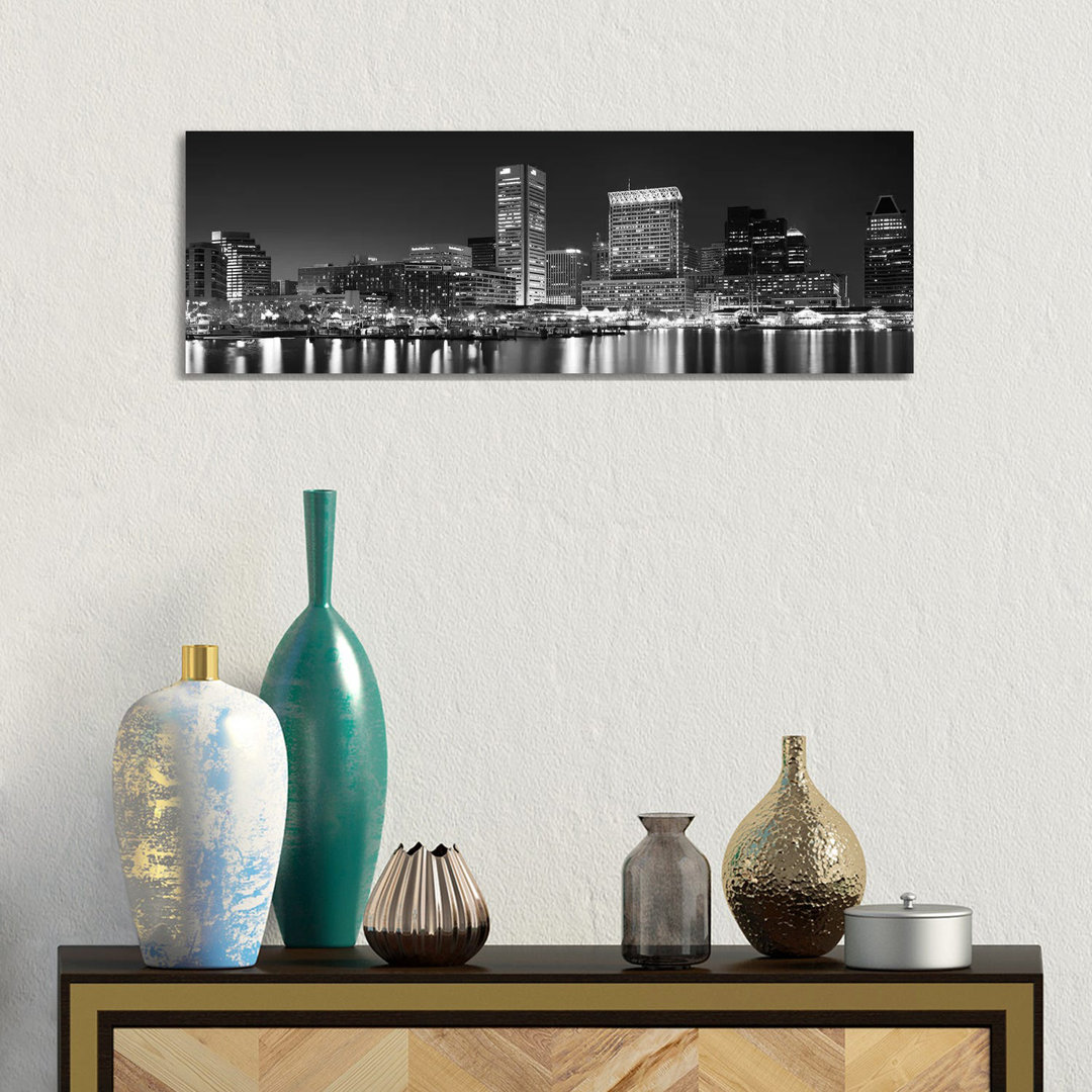 City At The Waterfront, Baltimore, Maryland, USA - Wrapped Canvas Panoramic Print