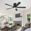 52 In. 5 Solid Wood Blades Flush Mount Indoor Ceiling Fan With Light Kit-106892518