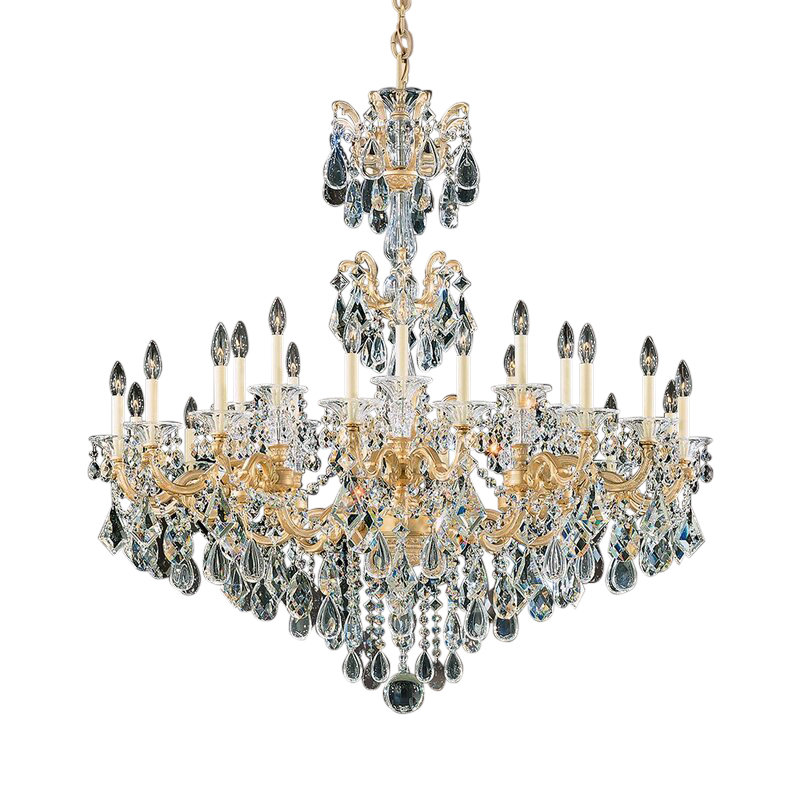 La Scala 24 - Light Chandelier, French Gold, Heritage Clear