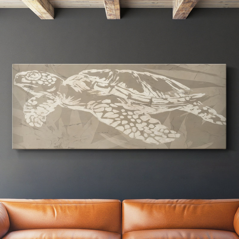 Batik Sea Turtle II - Toile tendue avec châssis - Prêt à accrocher, H 12 po x l 30 po