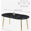 Table extensible, table à manger, table de bureau, table basse, pieds en métal, plateau en panneau de fibres à densité moyenne, 100/140 / 180x100x75cm, doré et noir