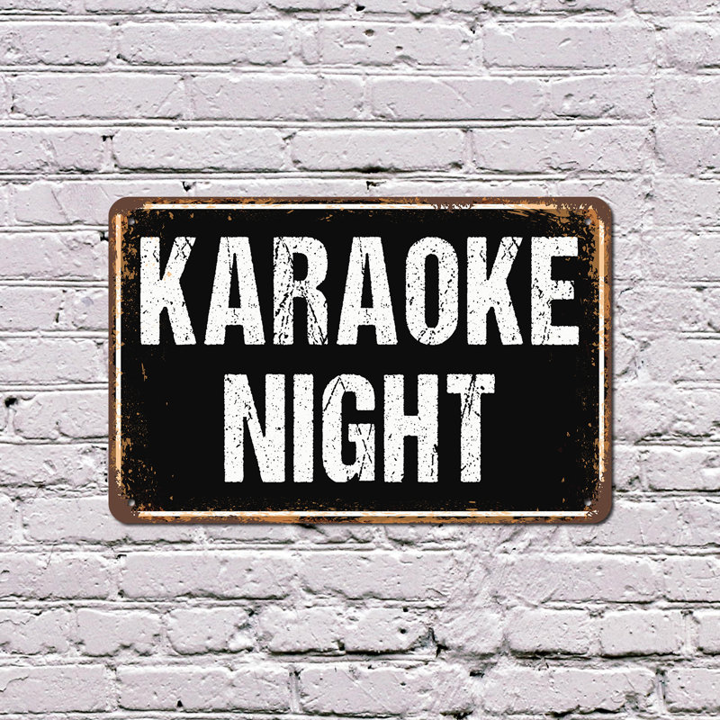 Plaque de rue Karaoke Night, H 10 po x l 14 po x P 0,1 po