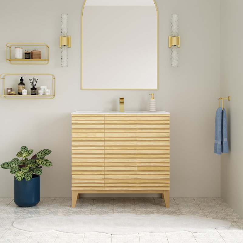Meuble-lavabo Cascade, Brun clair