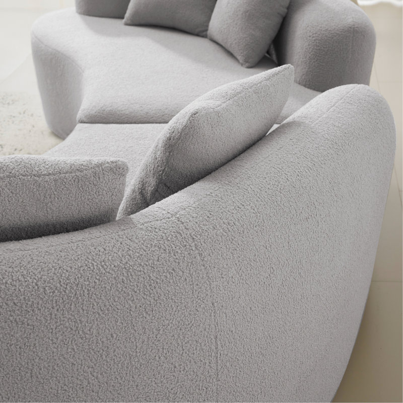Canapé courbé rembourré pour petits espaces d'intérieur, Gris