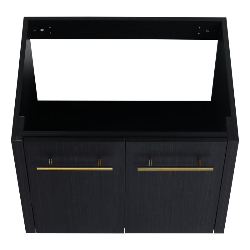 Meuble-lavabo moderne 24 po - Châtaignier noir mural avec compartiments spacieux et rangement élégant au design fonctionnel