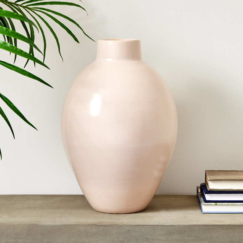Analia Handmade Table Vase, Ecru, 16.5" H x 11.75" W x 11.75" D