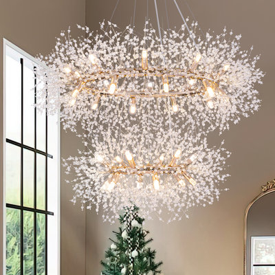 2 Tier Modern Crystal Firework Chandelier  Ceiling Lighting Fixture