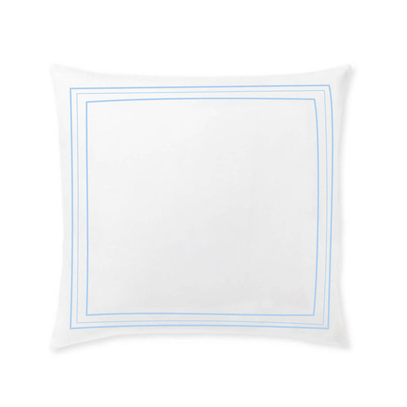 400TC Cotton Classic Embroidery Sateen Solid Euro Sham, 28"H x 28"W, White/Light Blue