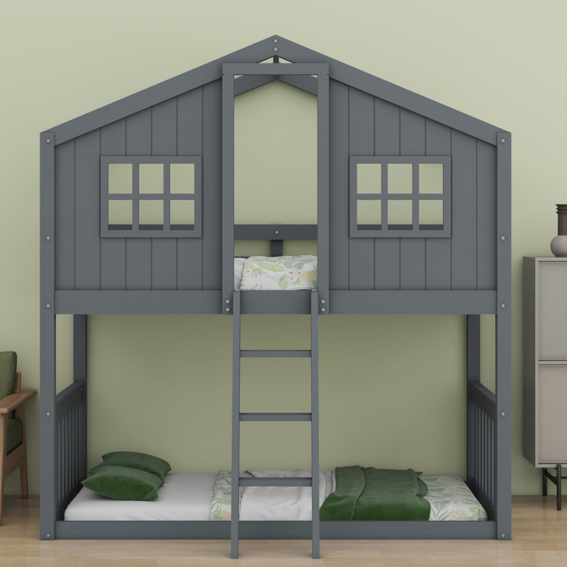 Lit superposé avec échelle House, Gris