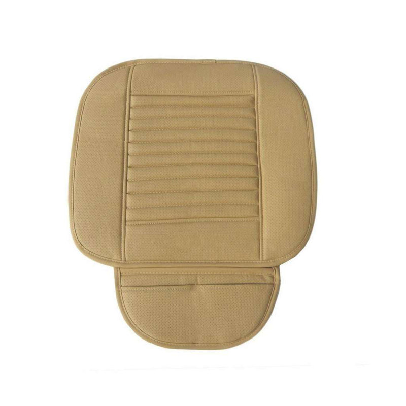 Set of 2 Car Front Seat Covers Universal PU Leather Mat Seat Cushion with Storage Pockets for Car SUV Truck, Beige
