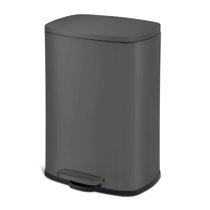 Glad Plastic Step Kitchen Garbage Can, 13 gal, Black, 2 Pack