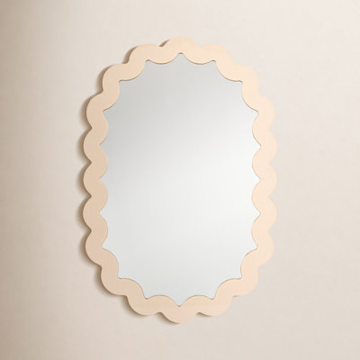 Wood Framed Scalloped Wall Mirror