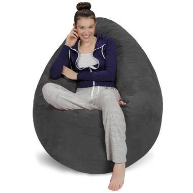 Cordaroy&s - Charcoal Chenille Convertible Bean Bag Chair - Full