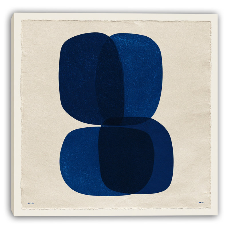 Art mural bleu sur toile géométrique II, H 20 po x l 20 po