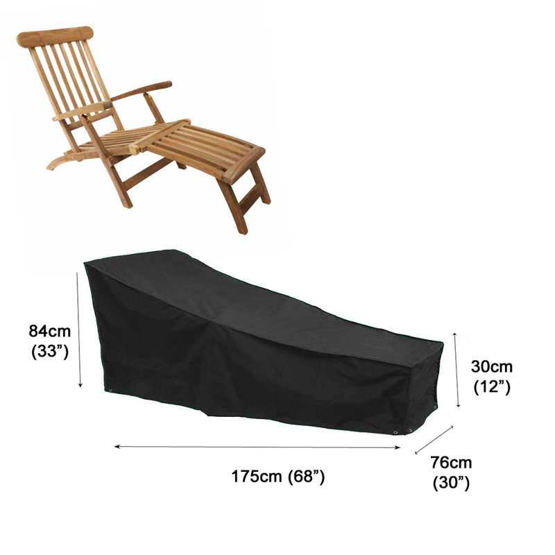 Outdoor Patio Chaise Lounge Cover, Black