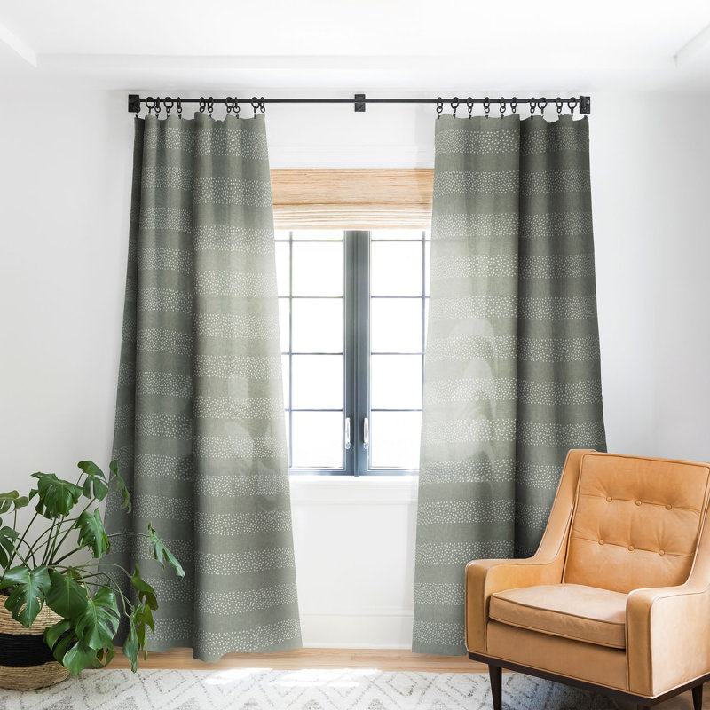 Temuri Little Arrow Design Co Stippled Stripes Sage 1pc Blackout Window Curtain Panel, 50" W x 120" L