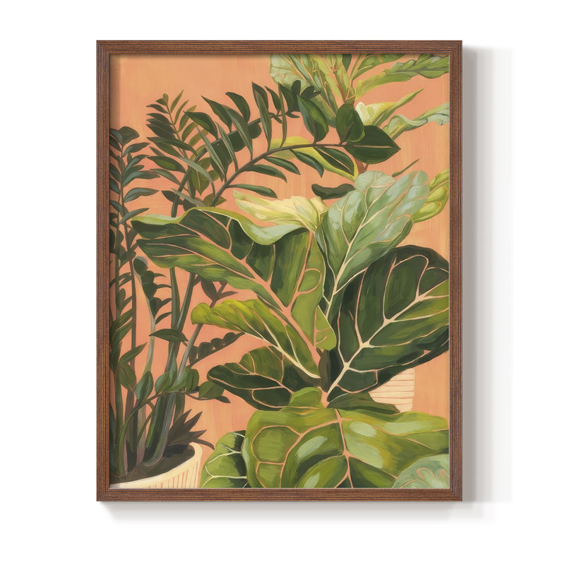 Golden Hour Greenery I, reproduction encadrée - bois massif, Noyer, H 30 po x l 24 po