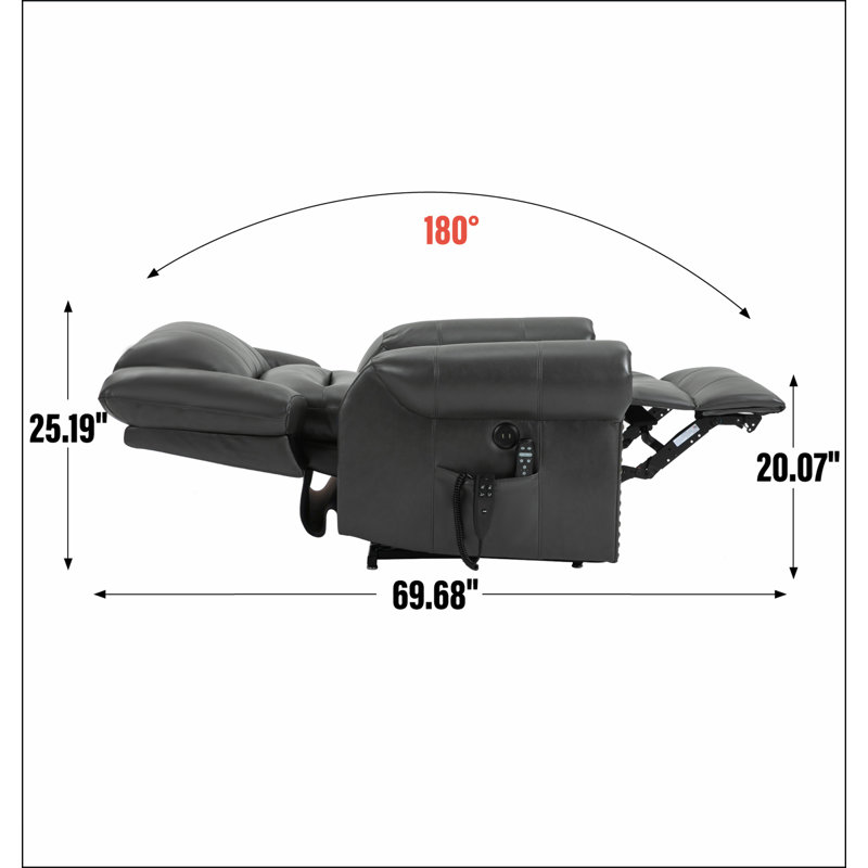 Power Lift Recliner Chair Heat Massage Dual Motor Infinite Position Up to 350 LBS, Faux Leather, Gray
