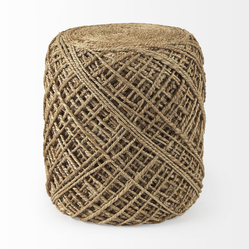 Pouf rond Rudolph de 15,7 po de largeur, Brun clair